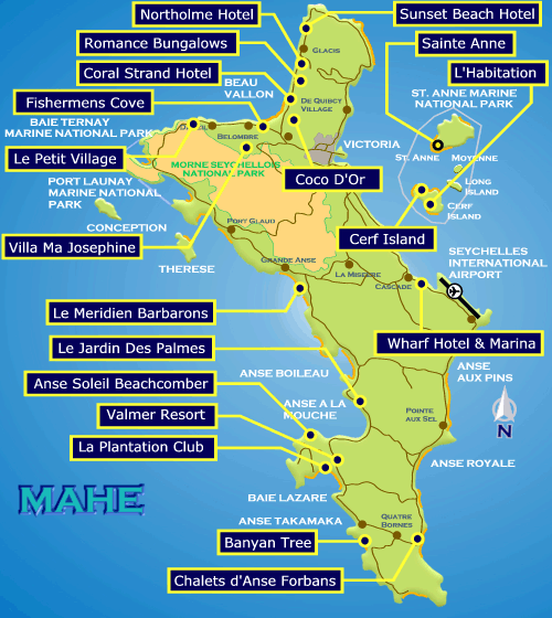 Map Of Mahe Island Seychelles Direct